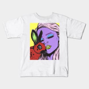 Girl With Rabbit Kids T-Shirt